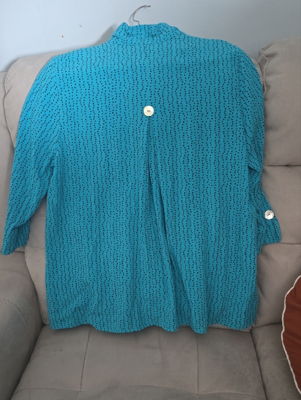 Ali Miles Turquoise Button-Front Textured Shirt - Picture 4 of 11